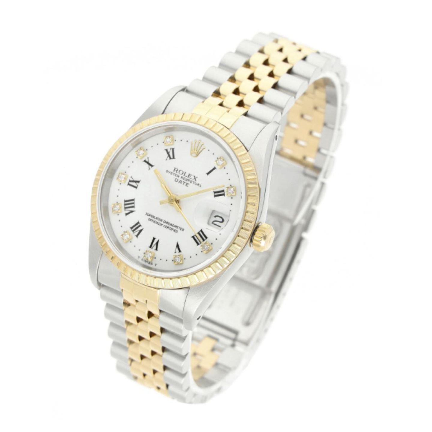 Rolex Oyster Perpetual Date 15223 (1993) - White dial 34 mm Gold/Steel case (2/5)