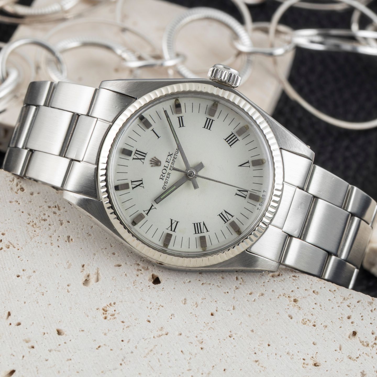 Rolex Oyster Perpetual 6551 (1969) - Wit wijzerplaat 31mm Staal (2/8)