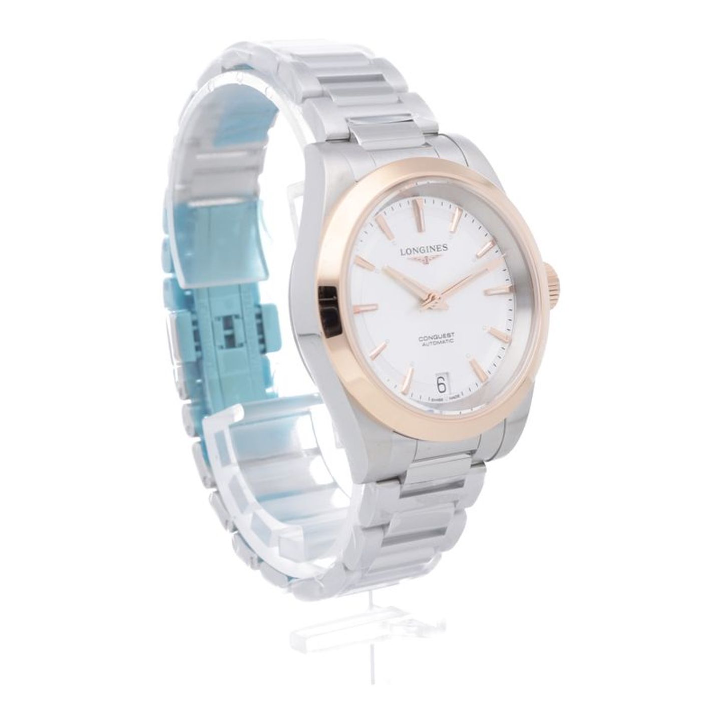 Longines Conquest L3.430.5.72.6 (2025) - Silver dial 34 mm Gold/Steel case (2/7)