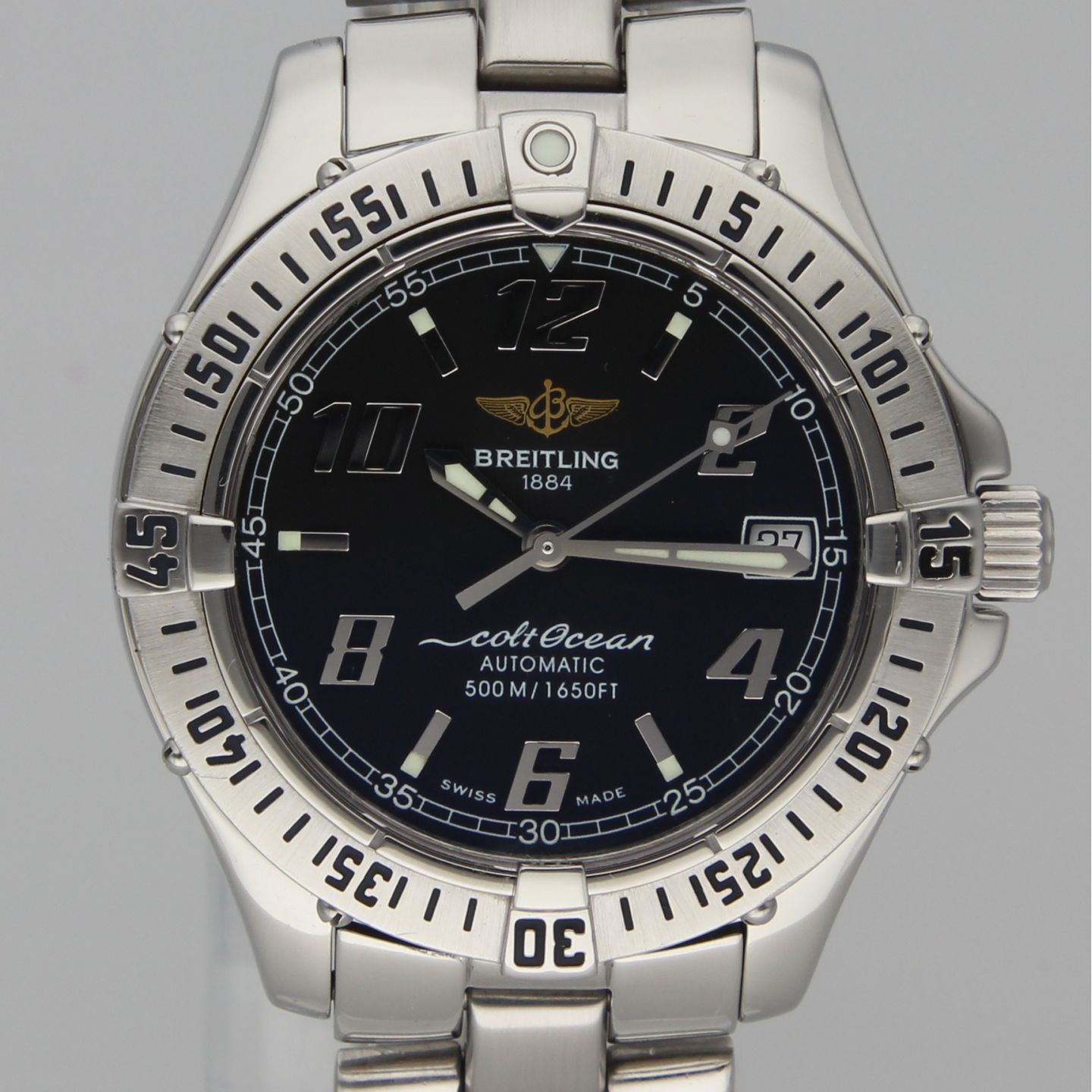 Breitling Colt Automatic A17350 (2000) - Black dial 38 mm Steel case (1/8)