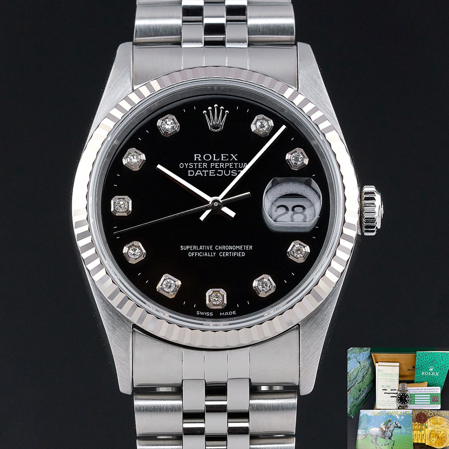 Rolex Datejust 36 16234 (1997) - Zwart wijzerplaat 36mm Staal (1/8)