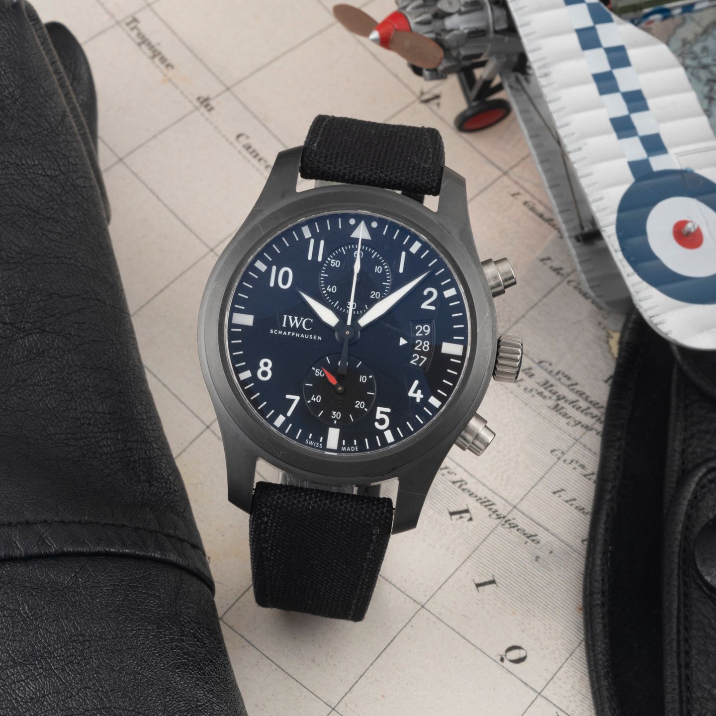 IWC Pilot Chronograph Top Gun IW388007 (Onbekend (willekeurig serienummer)) - Zwart wijzerplaat 46mm Keramiek (1/8)