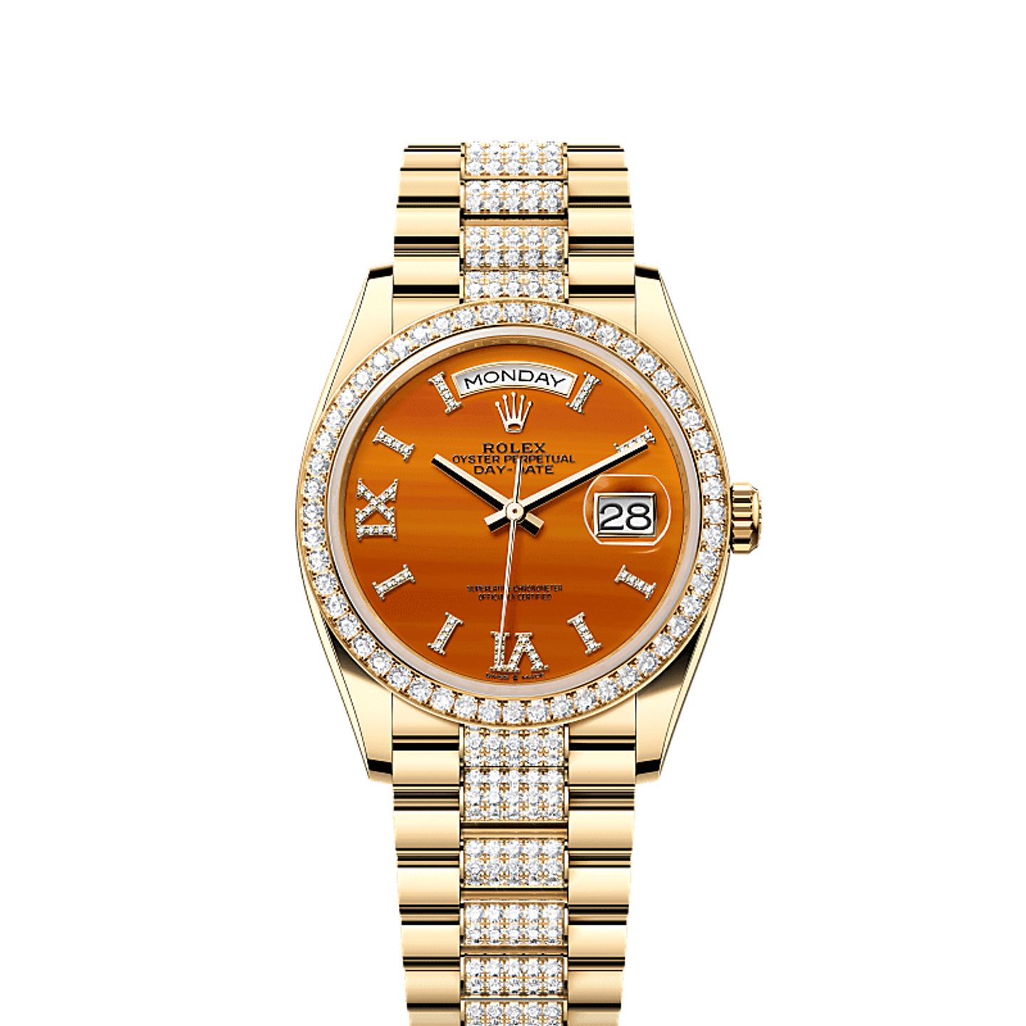 Rolex Day-Date 36 128348RBR (2025) - Oranje wijzerplaat 36mm Geelgoud (1/1)