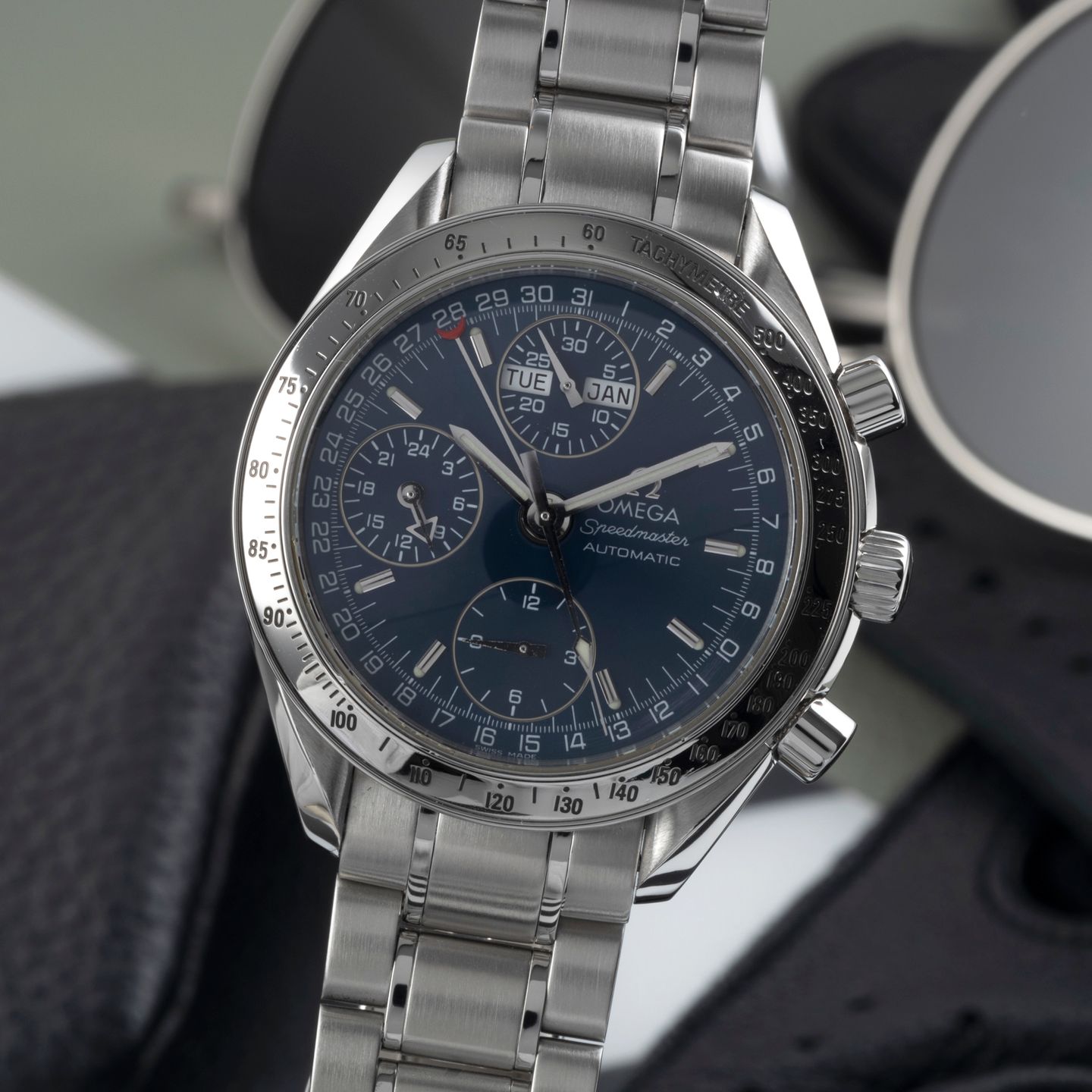 Omega Speedmaster Day Date 3523.80.00 (1998) - Blauw wijzerplaat 39mm Staal (3/8)