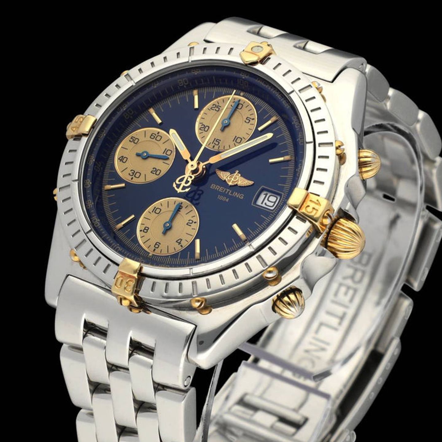 Breitling Chronomat B13050.1 (1995) - Blue dial 39 mm Gold/Steel case (7/7)