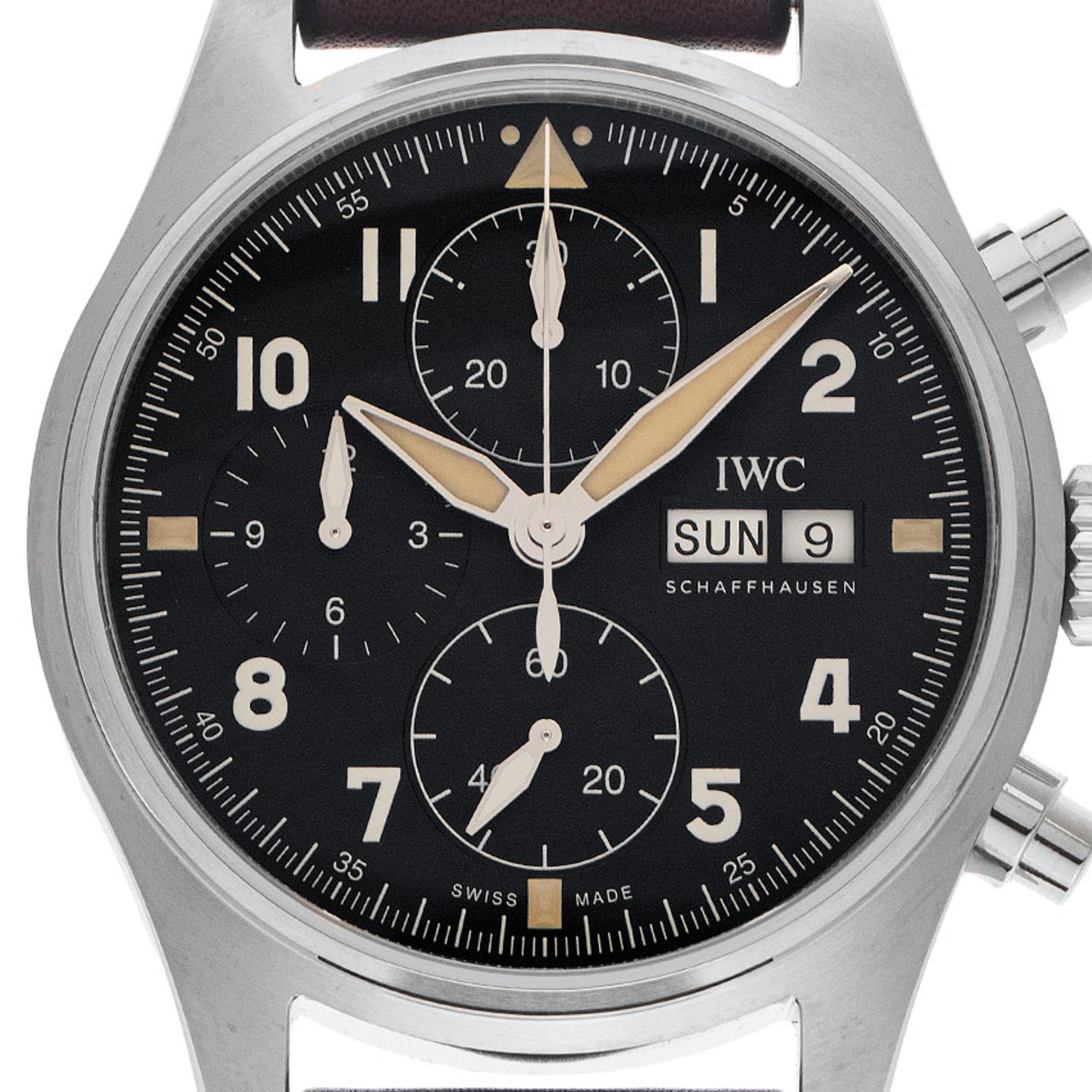 IWC Pilot Spitfire Chronograph IW387903 (2024) - Zwart wijzerplaat 41mm Staal (1/7)