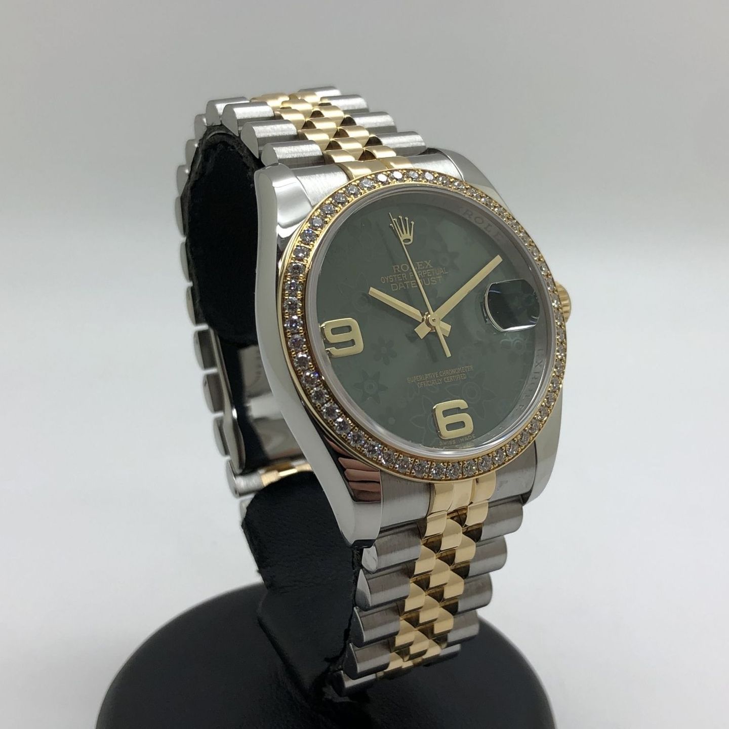 Rolex Datejust 116243 (2010) - Green dial 36 mm Gold/Steel case (1/8)