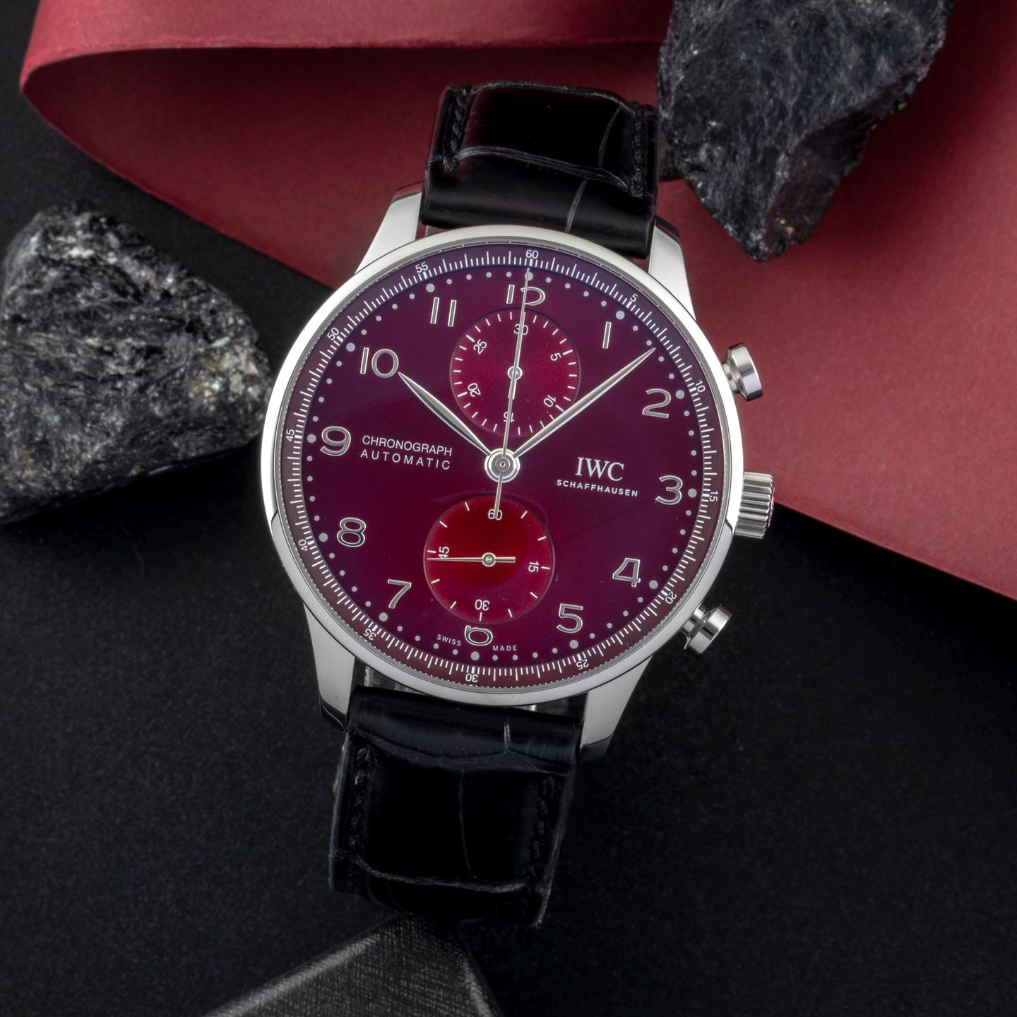 IWC Portuguese Chronograph IW371616 (Onbekend (willekeurig serienummer)) - Rood wijzerplaat 41mm Staal (1/8)