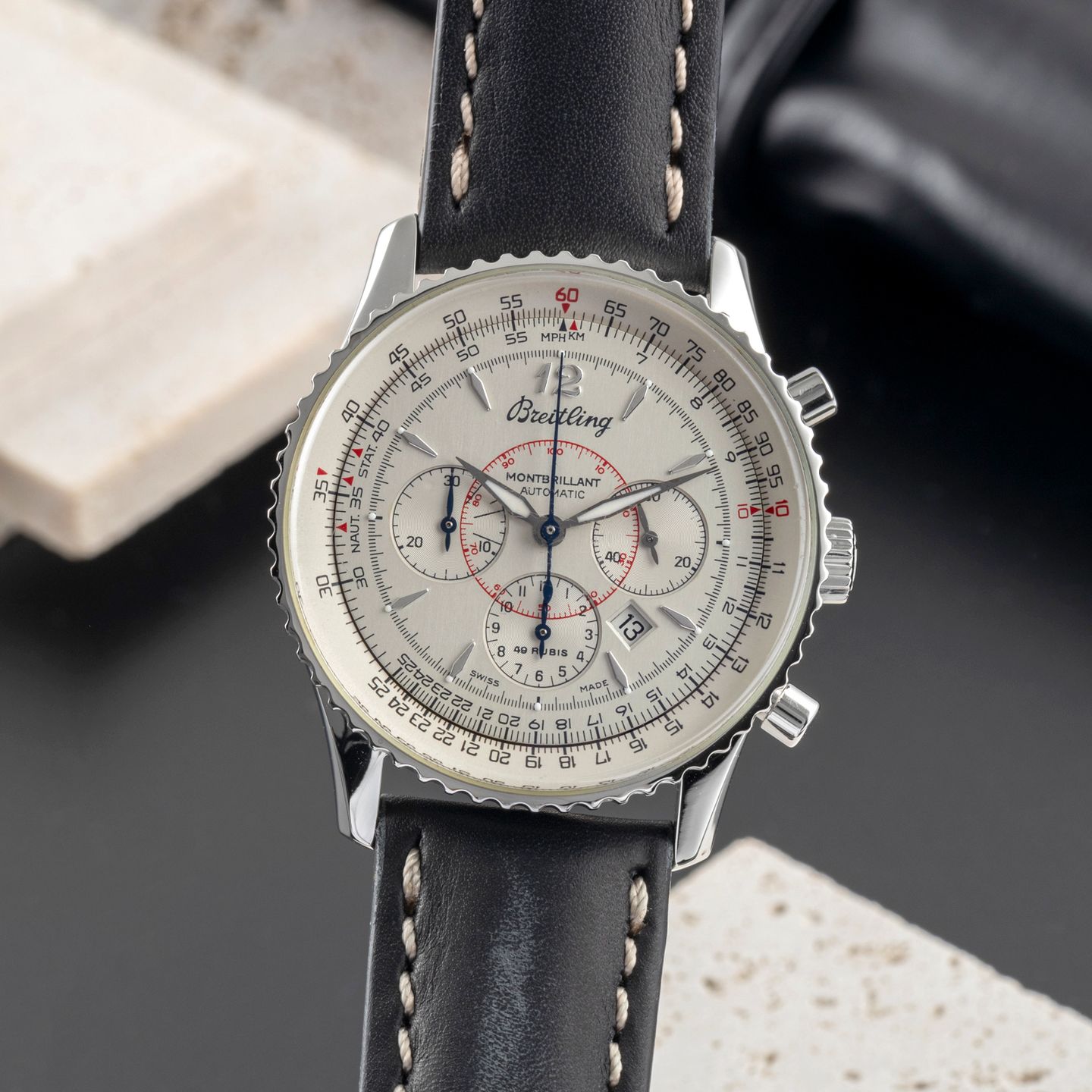 Breitling Montbrillant A41330 (2002) - Silver dial 38 mm Steel case (3/8)