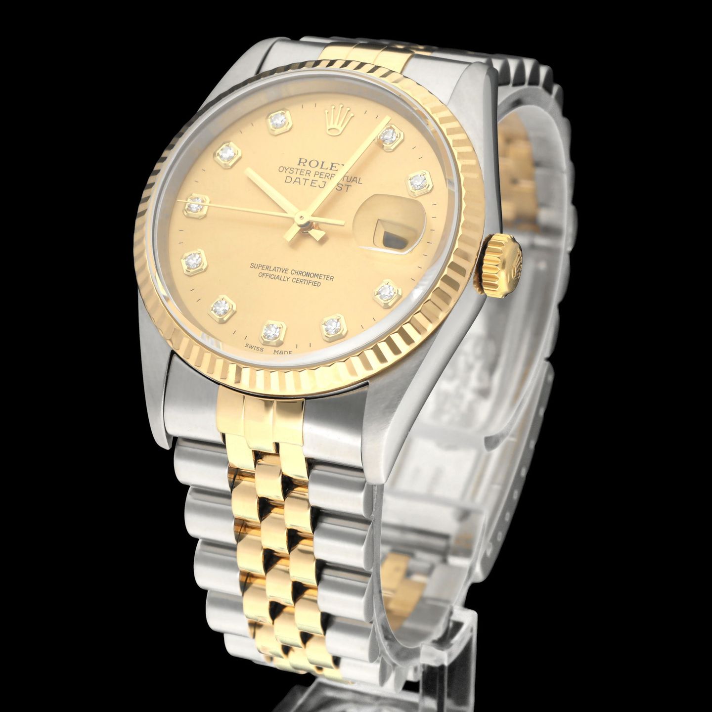 Rolex Datejust 36 16233G (2000) - Champagne dial 36 mm Gold/Steel case (2/8)