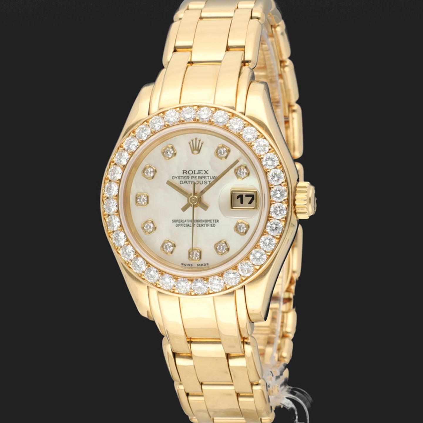 Rolex Lady-Datejust Pearlmaster 69298 (1996) - Pearl dial 29 mm Yellow Gold case (1/8)