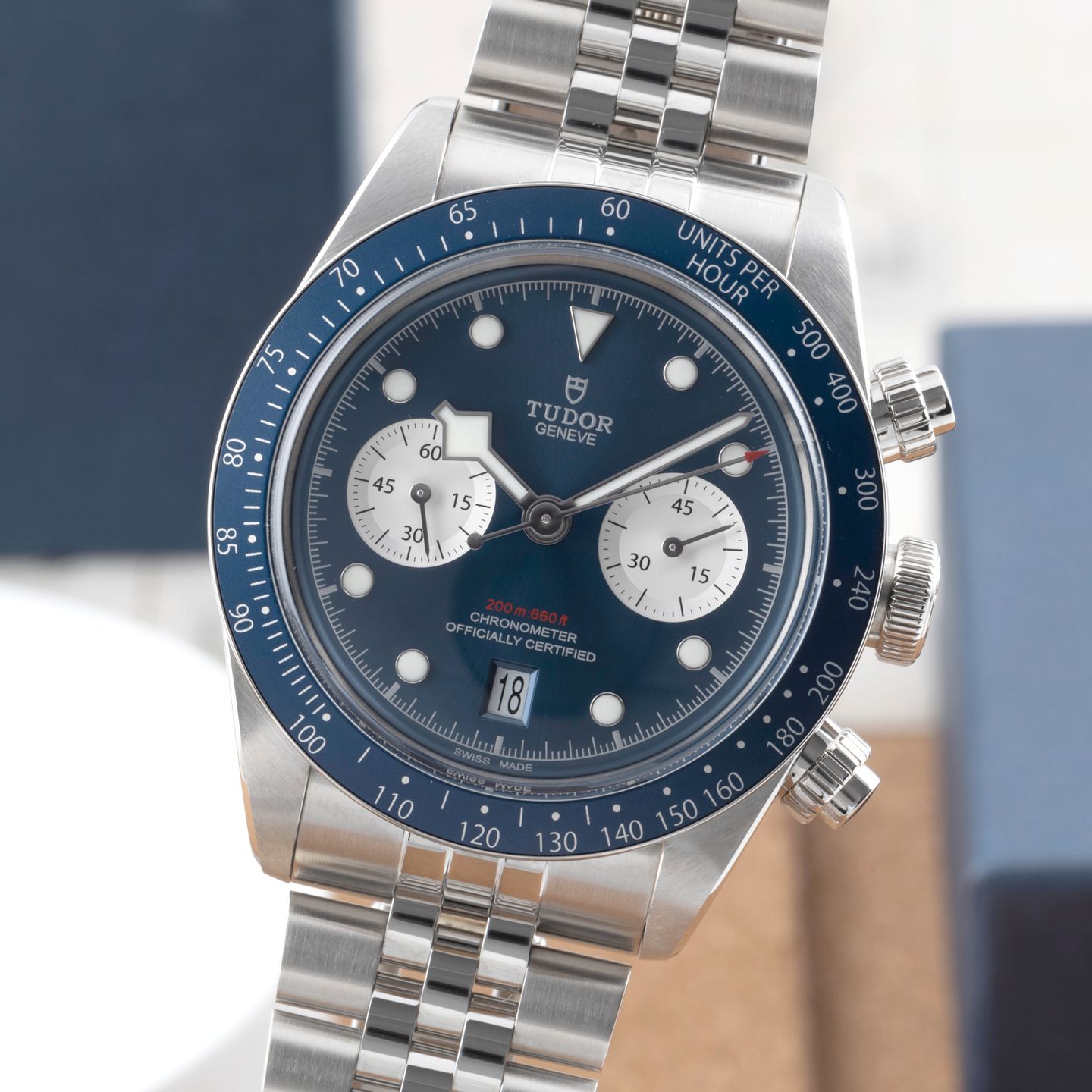 Tudor Black Bay Chrono 79360B (Onbekend (willekeurig serienummer)) - Blauw wijzerplaat 41mm Staal (3/8)
