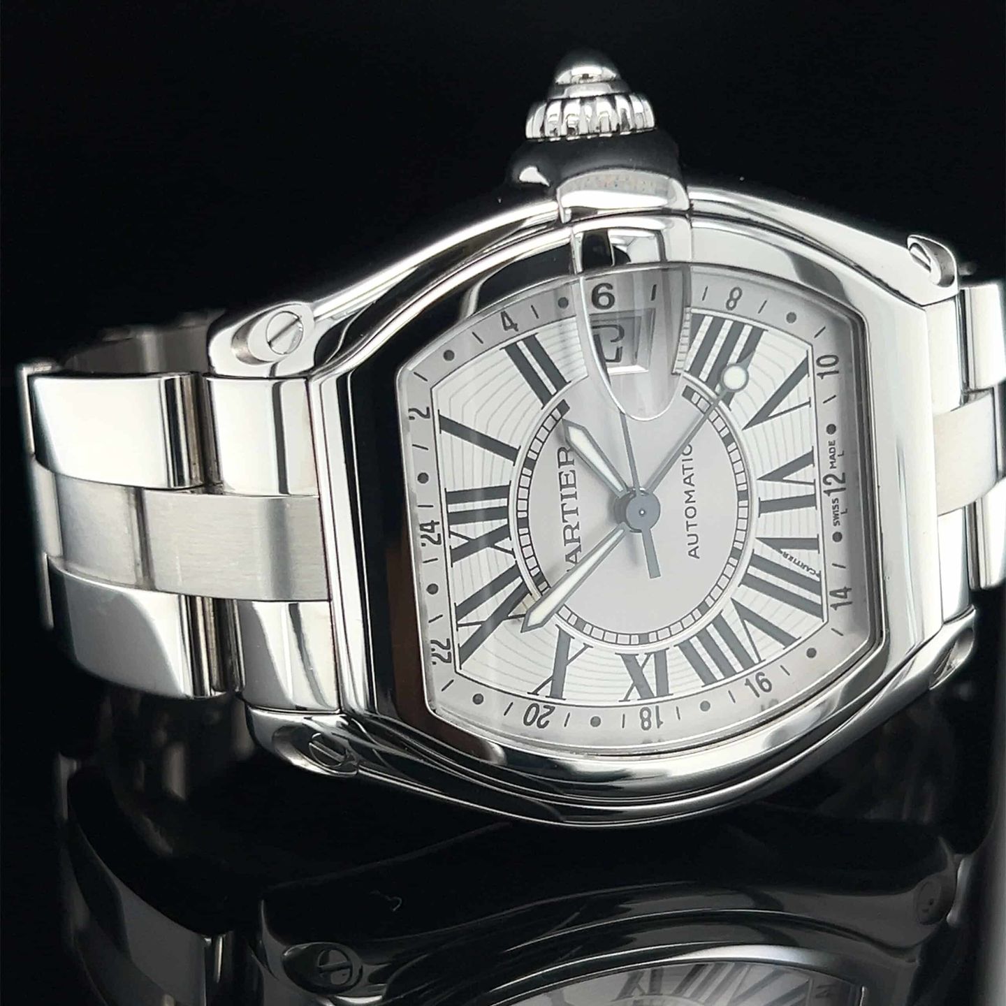 Cartier Roadster 2722 (Onbekend (willekeurig serienummer)) - Zilver wijzerplaat 42mm Staal (8/8)