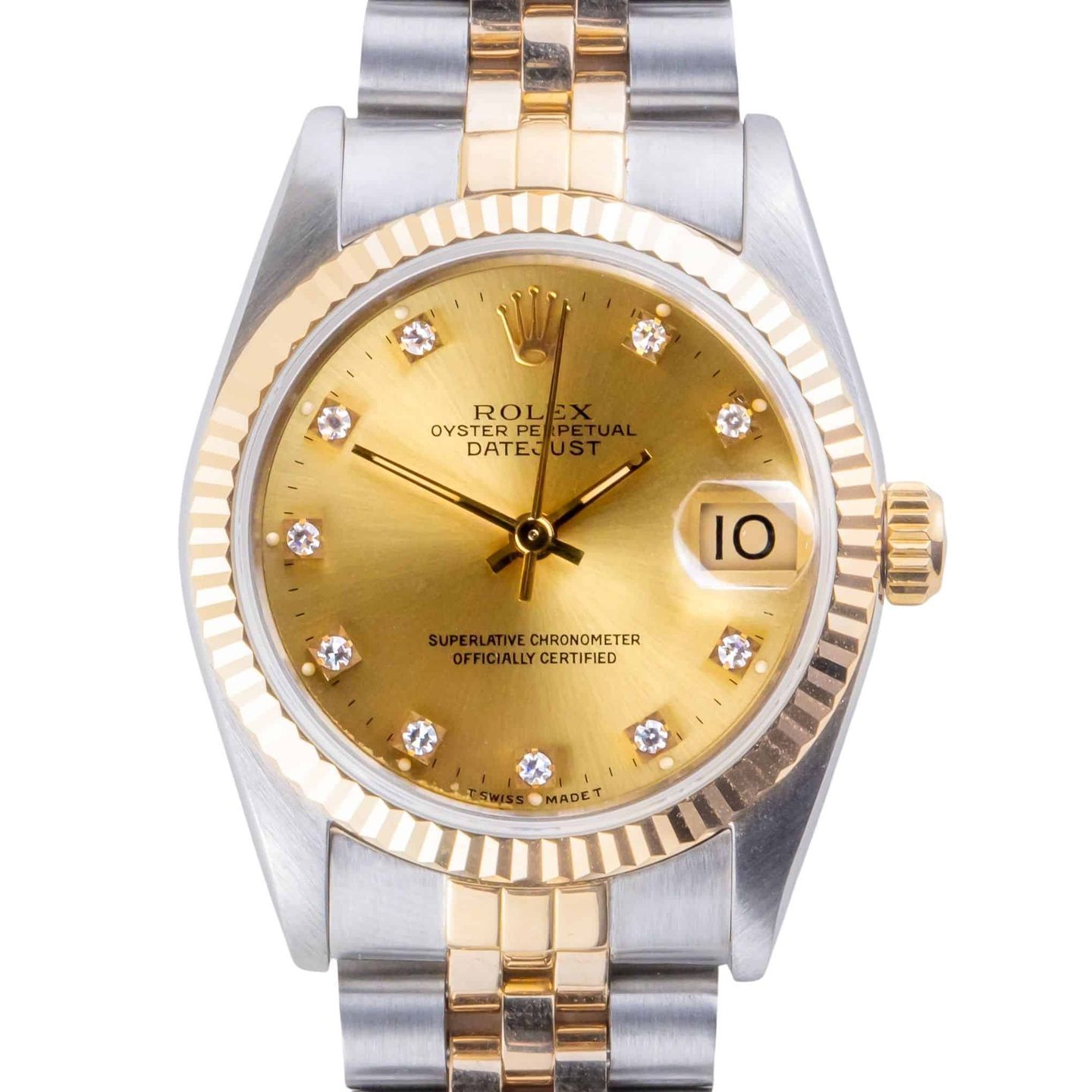 Rolex Datejust 31 68273 (1991) - Champagne dial 31 mm Gold/Steel case (3/8)