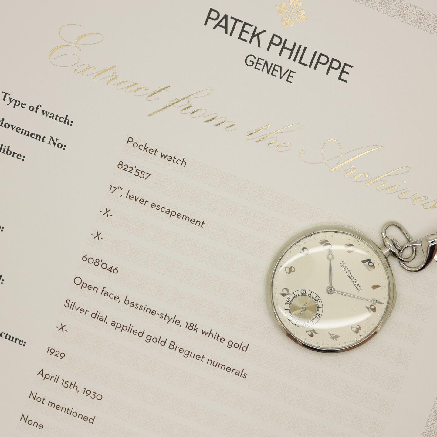 Patek Philippe Pocket watch Patek Philippe Pocket watch (1929) - Wit wijzerplaat Onbekend Witgoud (7/8)