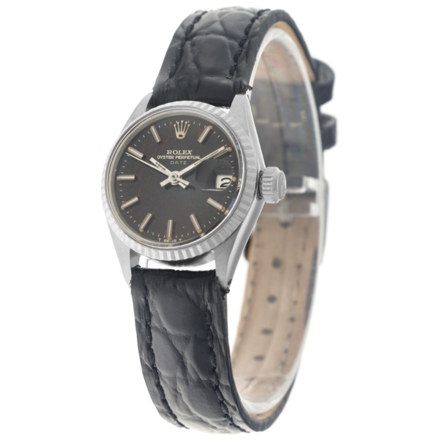 Rolex Oyster Perpetual Lady Date 6516 (1969) - Black dial 26 mm Steel case (2/7)