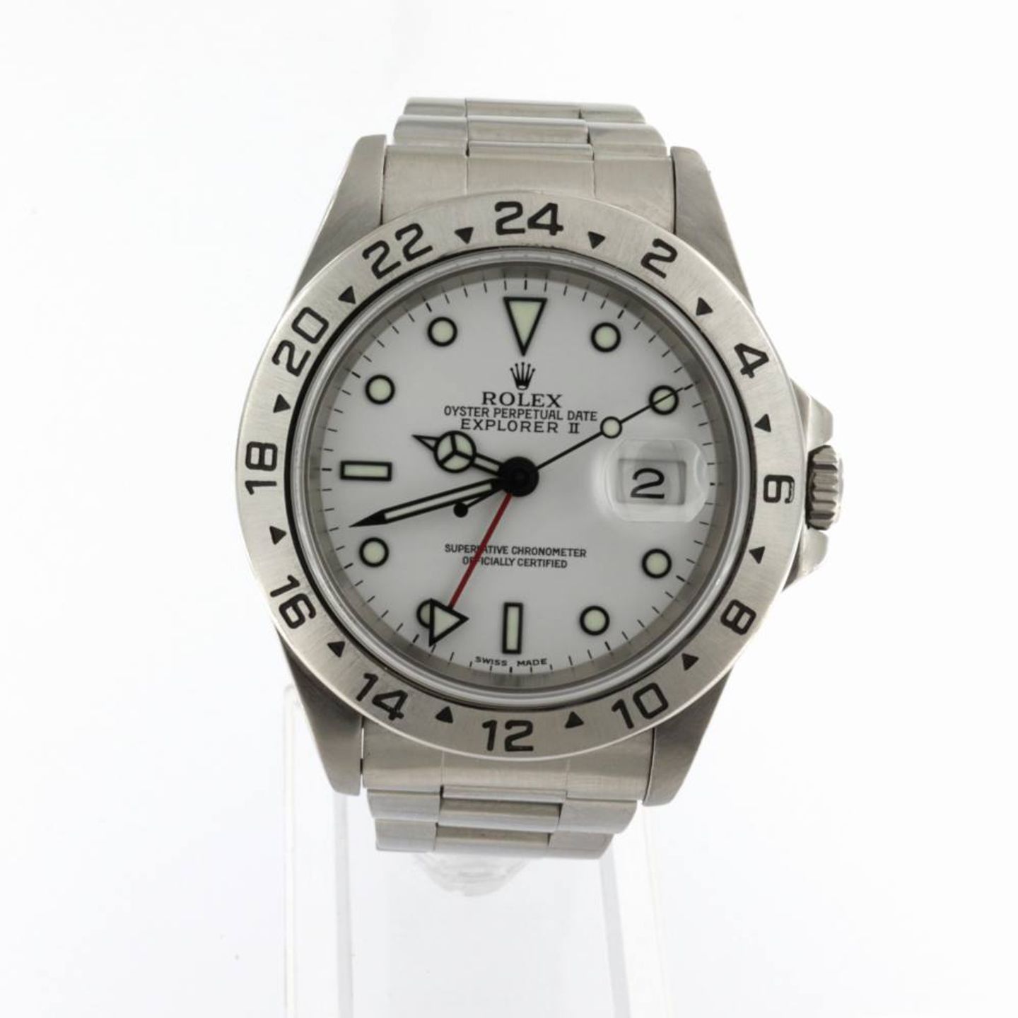 Rolex Explorer II 16570 (1996) - Wit wijzerplaat 40mm Staal (1/4)