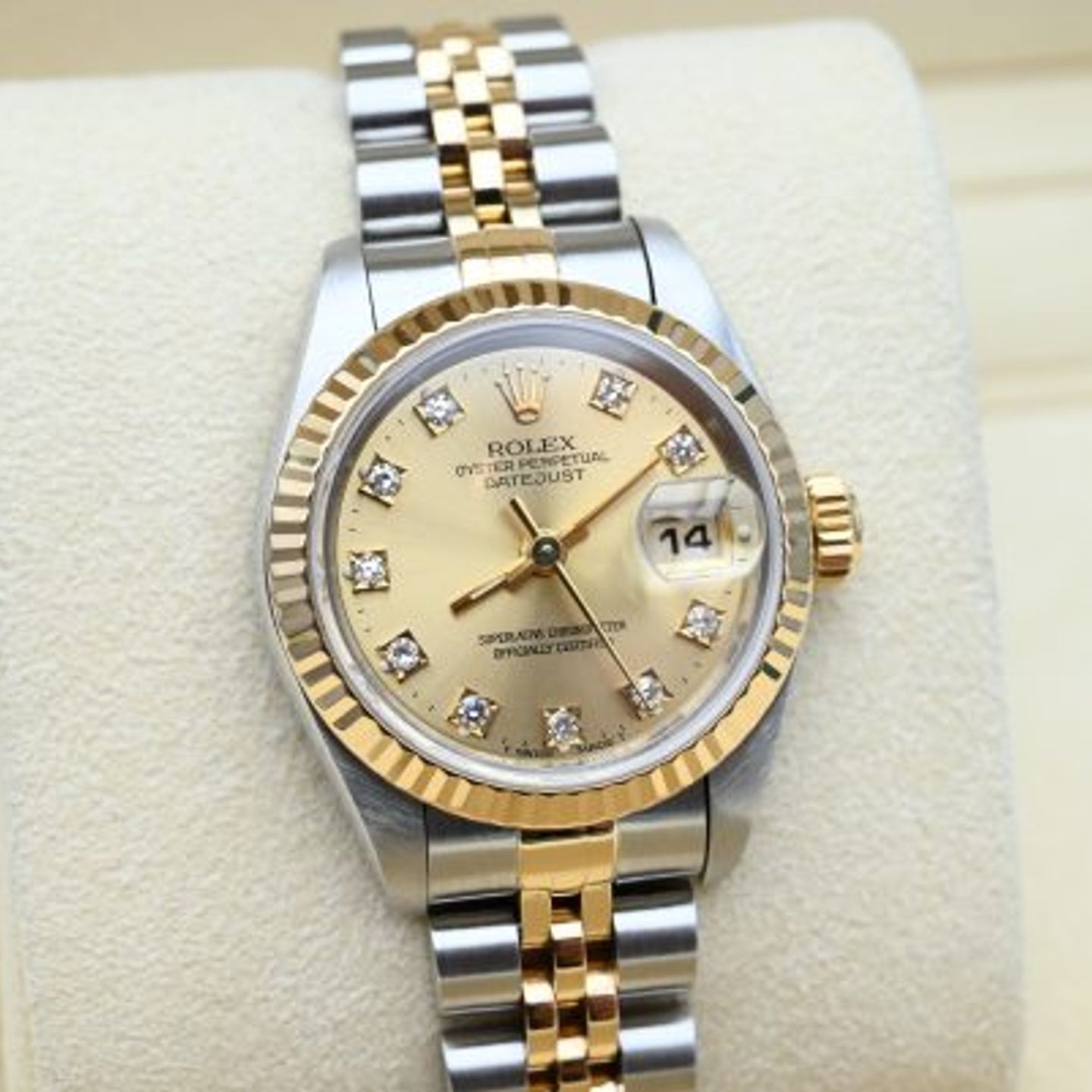 Rolex Lady-Datejust 69173 (1993) - Champagne wijzerplaat 26mm Goud/Staal (6/8)