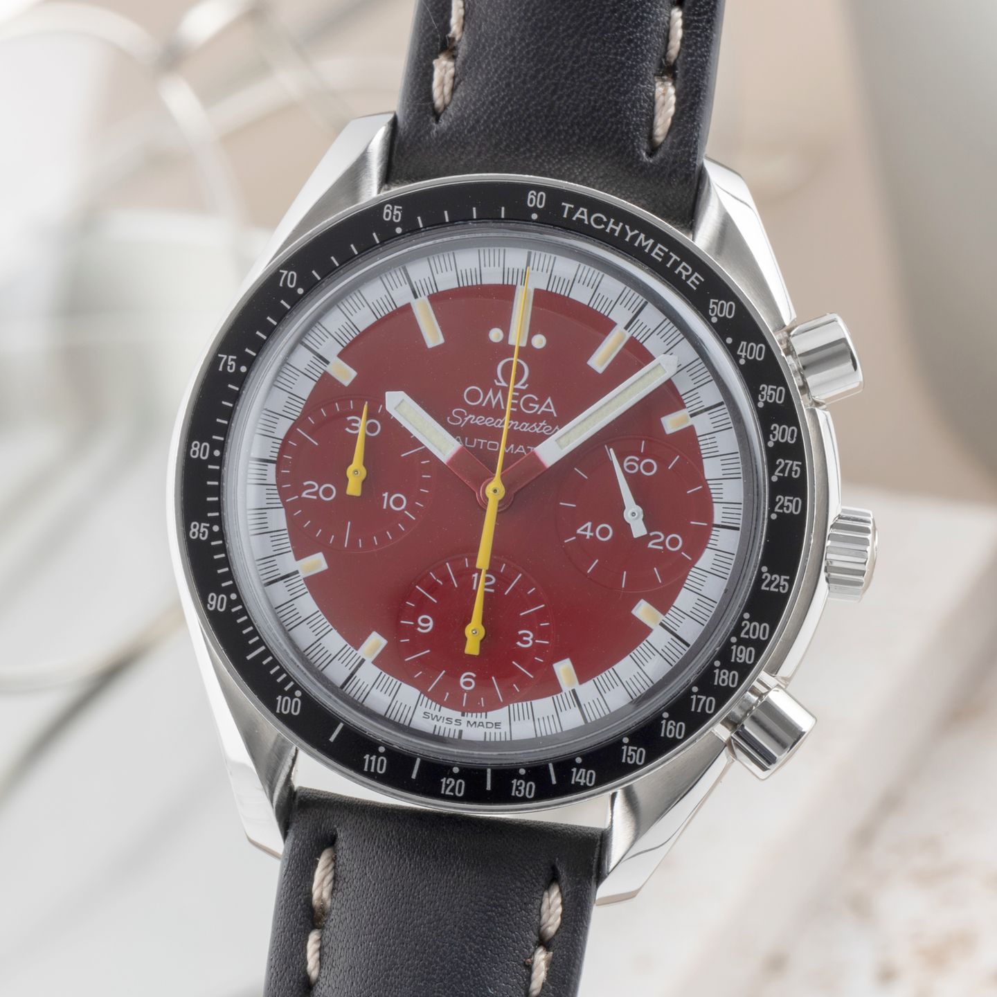 Omega Speedmaster Reduced 3810.61.41 (Onbekend (willekeurig serienummer)) - Rood wijzerplaat 39mm Staal (3/8)