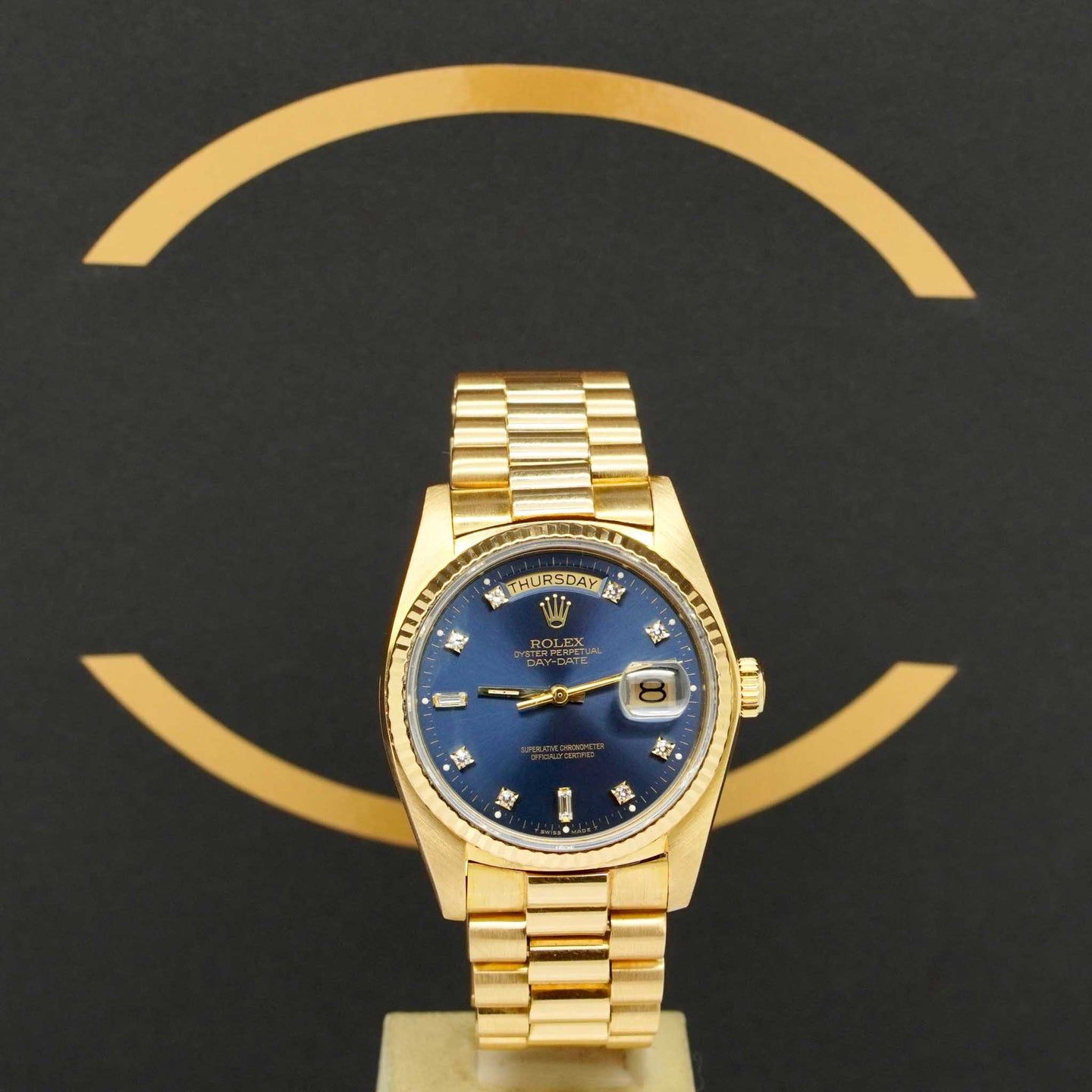Rolex Day-Date 36 18038 (1983) - Blue dial 36 mm Yellow Gold case (1/7)