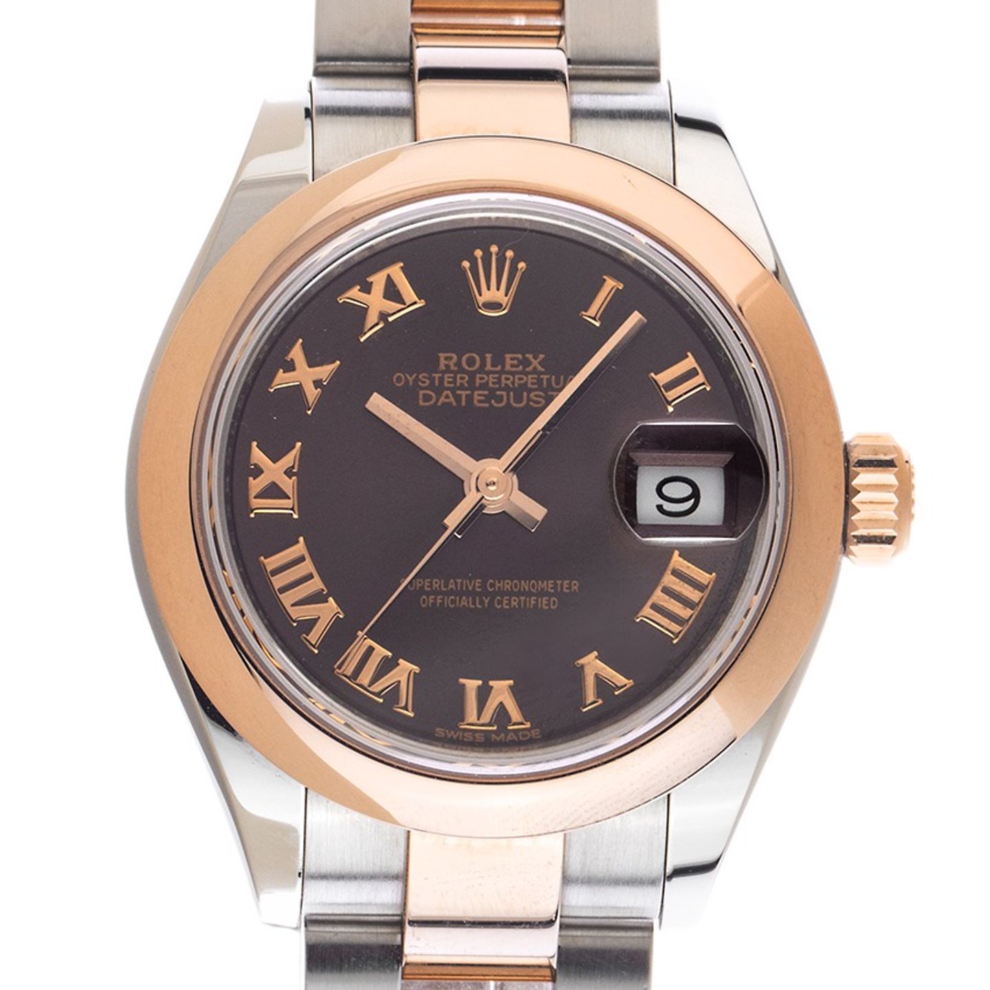 Rolex Lady-Datejust 279161 (2016) - Brown dial 28 mm Gold/Steel case (1/7)