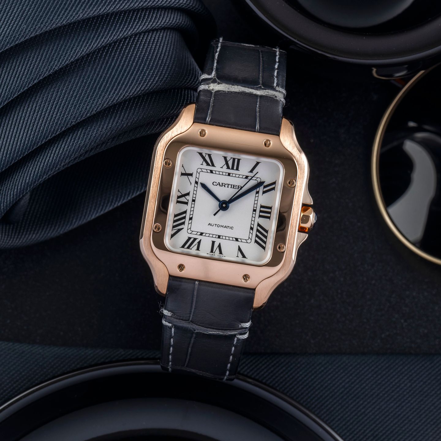 Cartier Santos WGSA0028 (2021) - Silver dial 35 mm Rose Gold case (1/8)