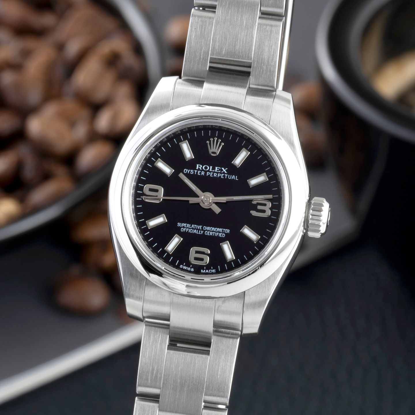Rolex Oyster Perpetual 26 176200 (Unknown (random serial)) - Black dial 26 mm Steel case (3/8)