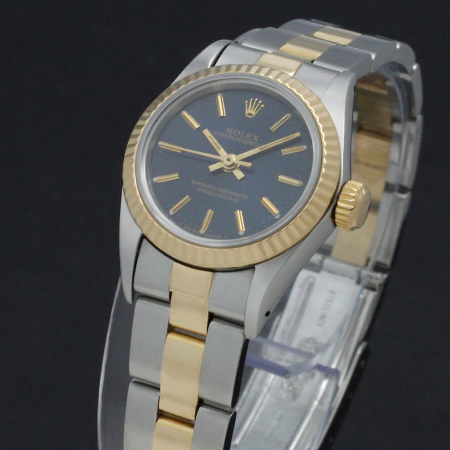 Rolex Oyster Perpetual 67193 (1993) - Blue dial 26 mm Gold/Steel case (7/7)