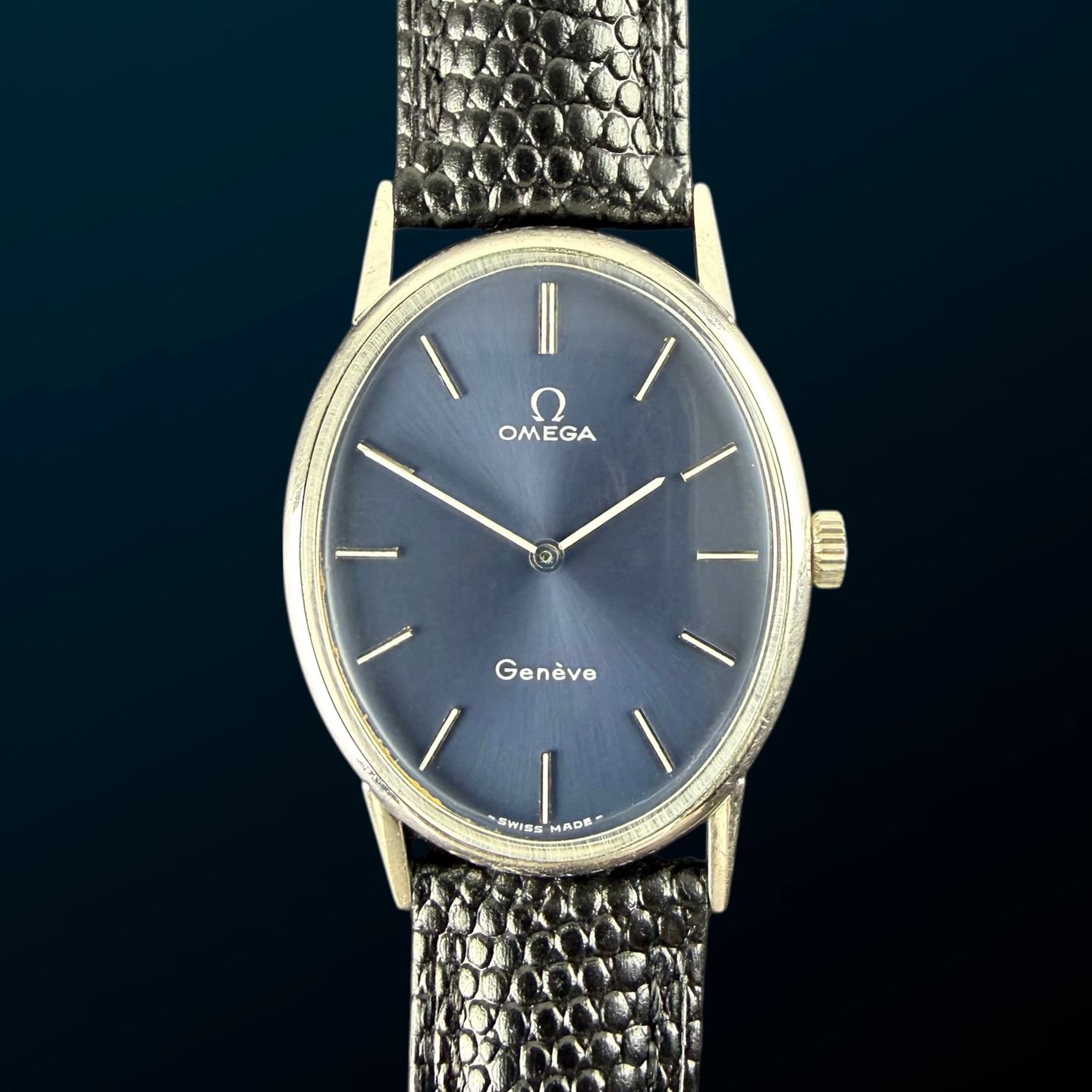 Omega Genève 511.416 (1972) - Blue dial 27 mm Gold/Steel case (1/8)