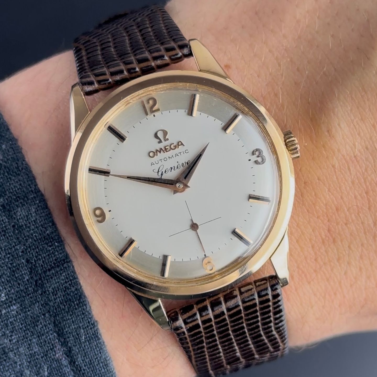 Omega Genève 2981-2 (1961) - Wit wijzerplaat 35mm Roségoud (2/8)