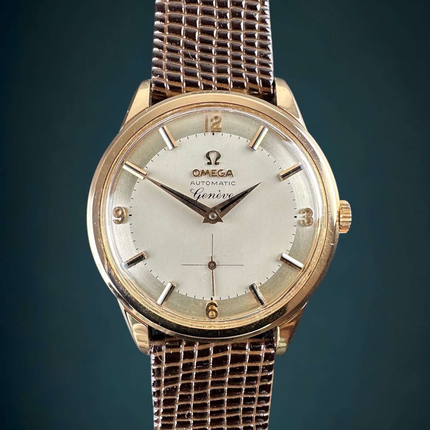 Omega Genève 2981-2 (1961) - Wit wijzerplaat 35mm Roségoud (1/8)