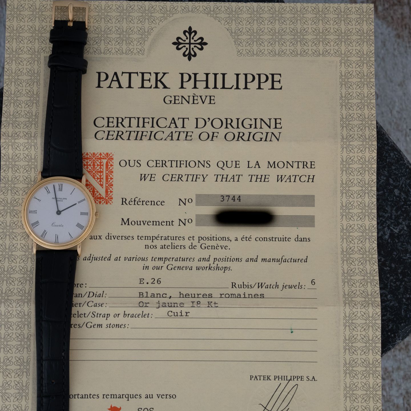 Patek Philippe Calatrava 3744 (1980) - White dial 34 mm Yellow Gold case (5/8)