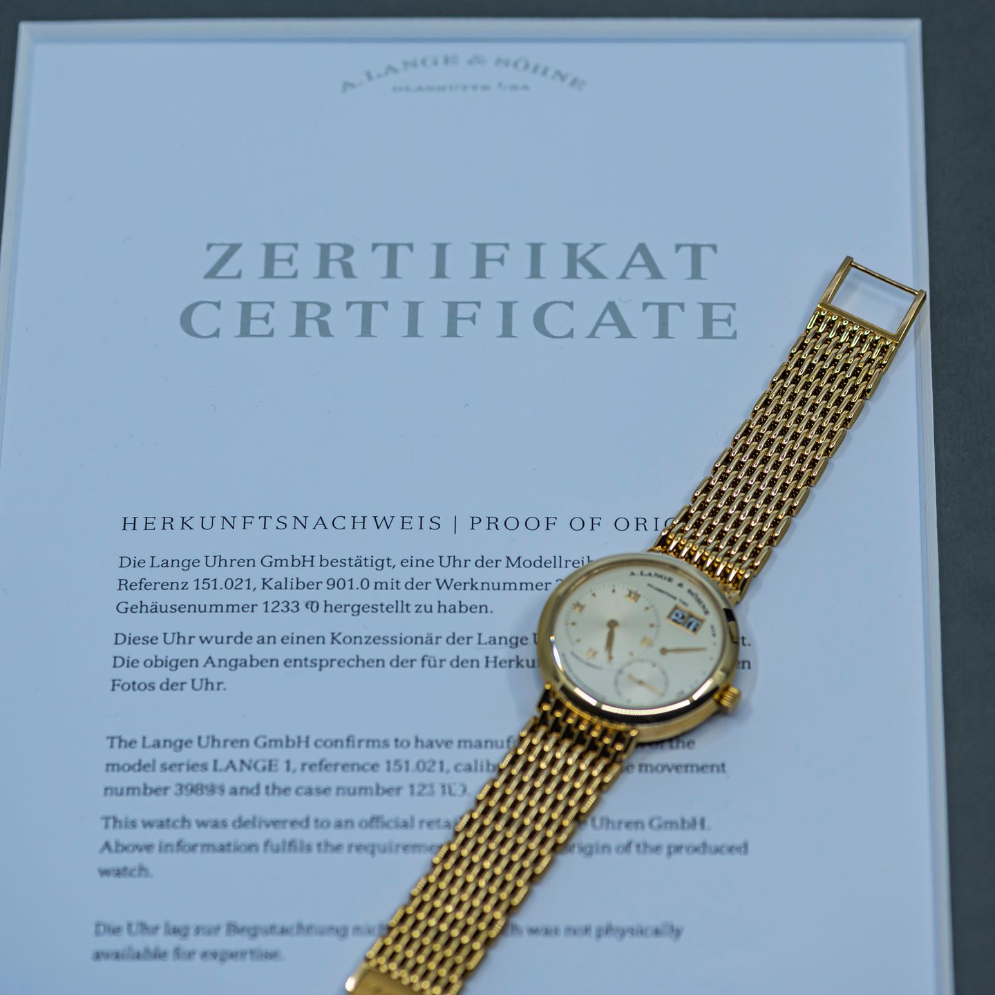 A. Lange & Söhne Lange 1 151.021 (2002) - Zilver wijzerplaat 39mm Geelgoud (8/8)