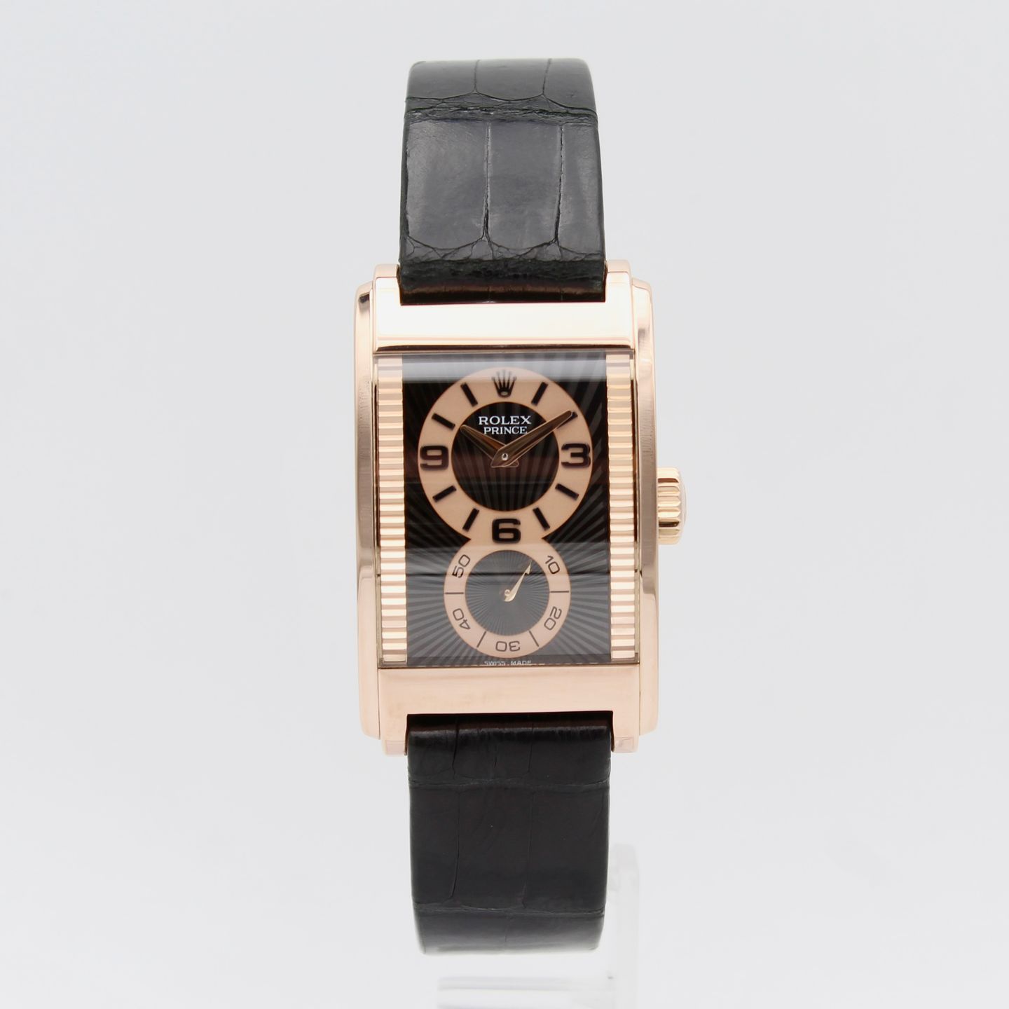 Rolex Cellini Prince 5442 (2007) - Black dial 28 mm Rose Gold case (1/8)