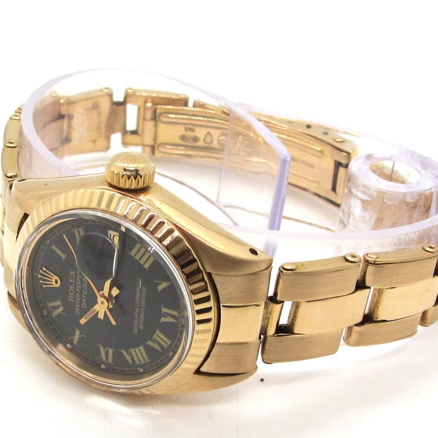 Rolex Lady-Datejust 6917 (1976) - Black dial 26 mm Yellow Gold case (4/5)