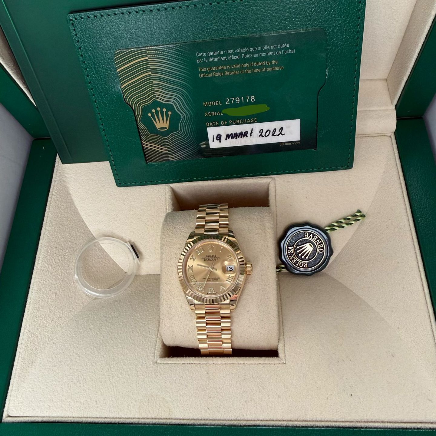 Rolex Lady-Datejust 279178 (2022) - Champagne dial 28 mm Yellow Gold case (4/8)