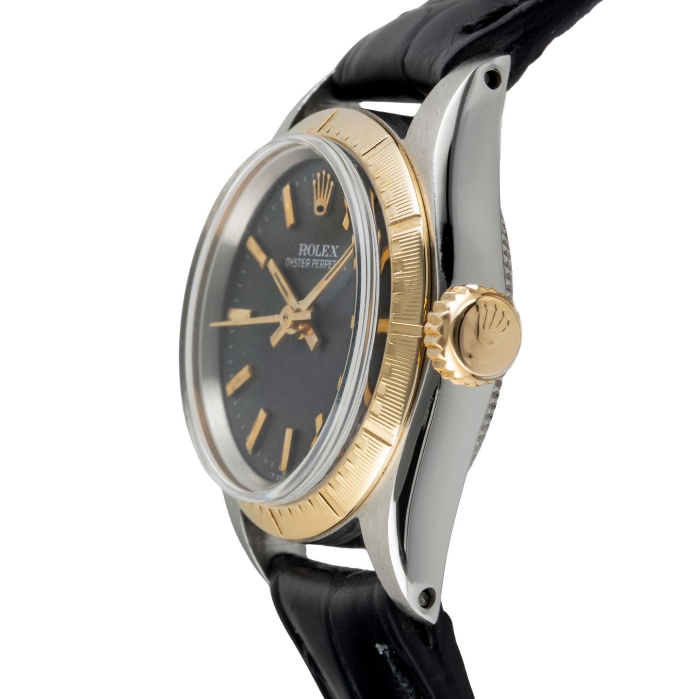Rolex Oyster Perpetual 6804 (1969) - Black dial 26 mm Gold/Steel case (6/8)