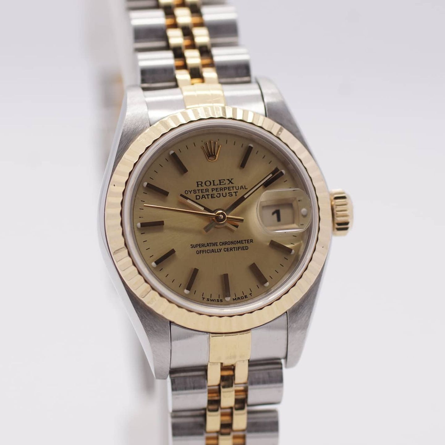 Rolex Lady-Datejust 69173 (1991) - Champagne dial 26 mm Gold/Steel case (2/8)
