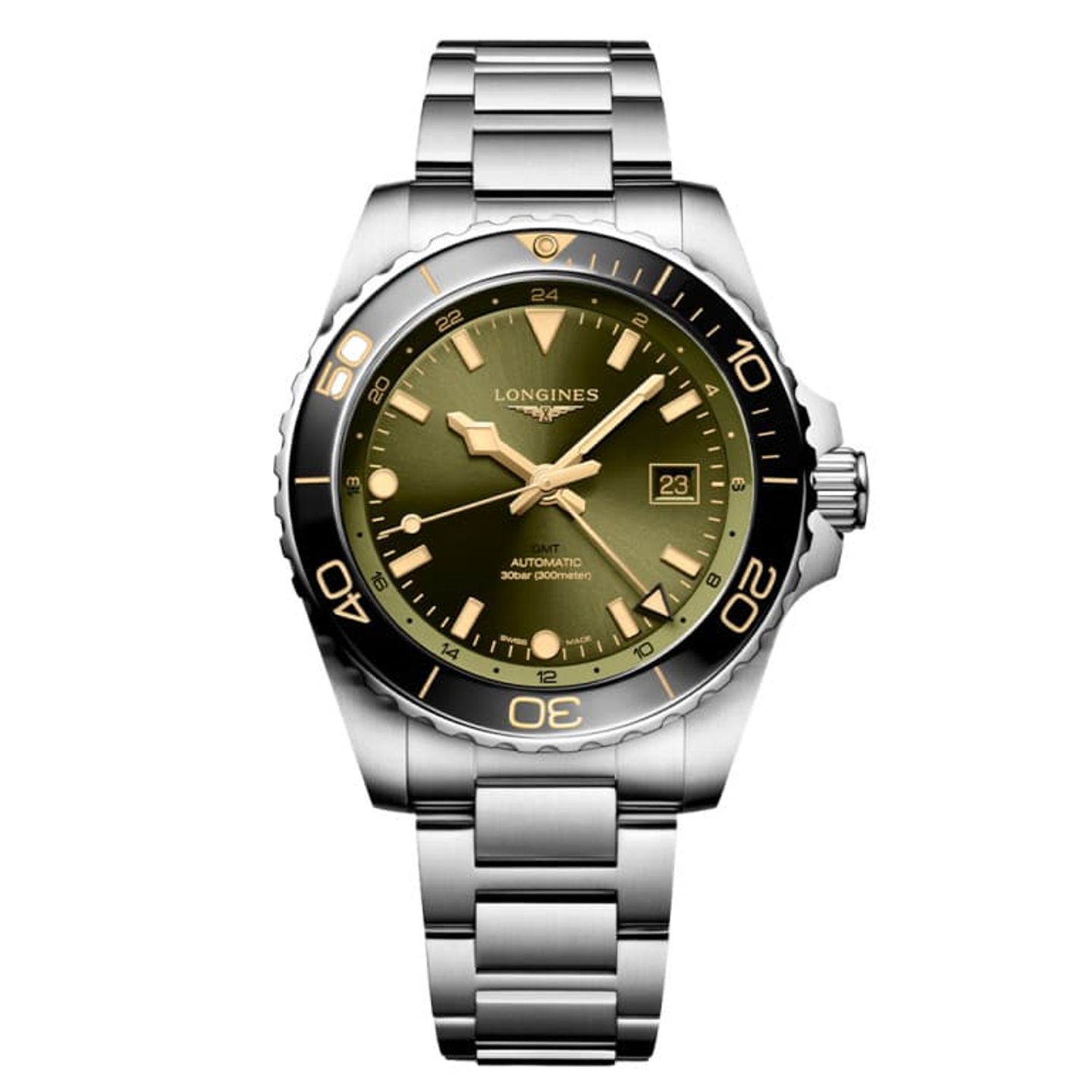 Longines HydroConquest L3.890.4.06.6 (2024) - Groen wijzerplaat 43mm Staal (1/1)