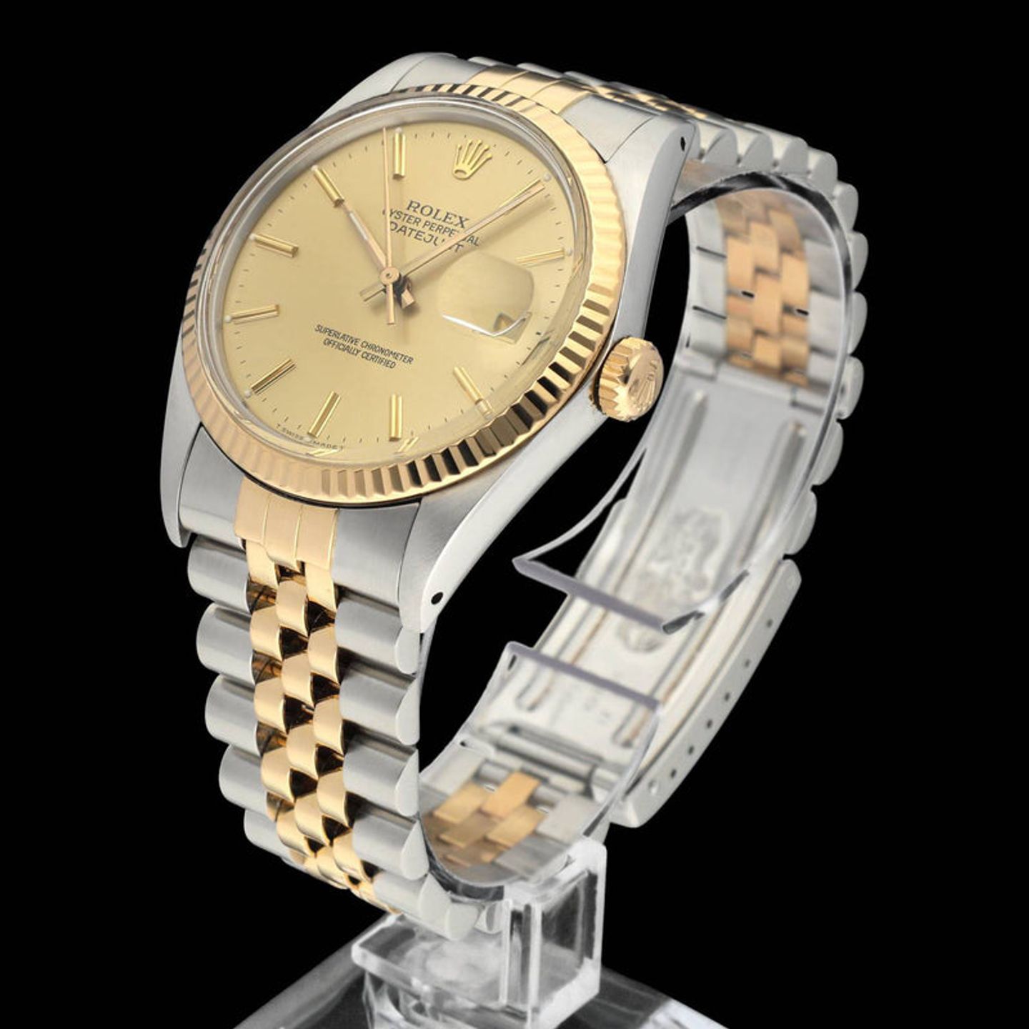 Rolex Datejust 36 16013 (1988) - Gold dial 36 mm Gold/Steel case (2/7)