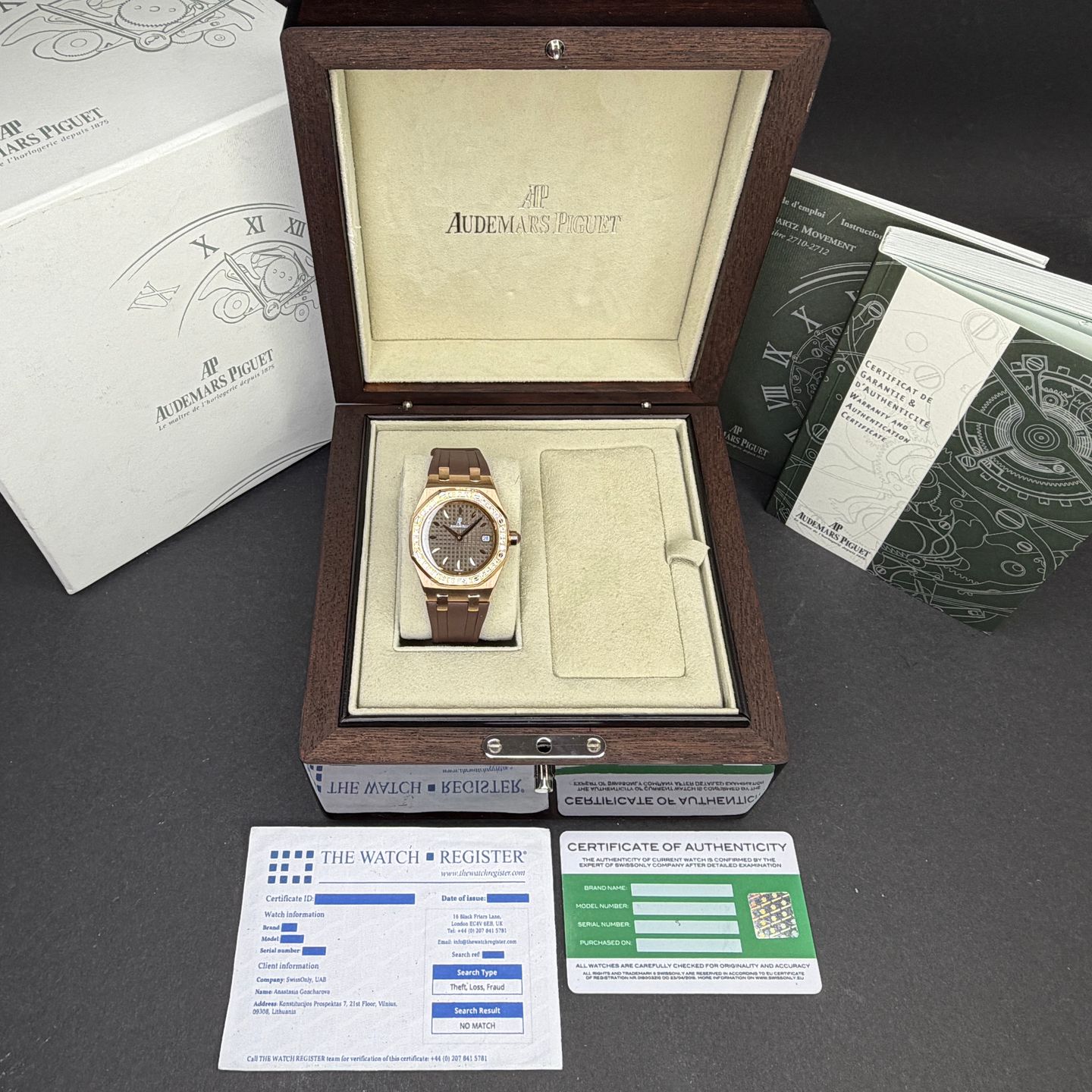 Audemars Piguet Royal Oak Lady 67601OR.ZZ.D080CA.01 (2009) - Bruin wijzerplaat 33mm Roségoud (3/8)