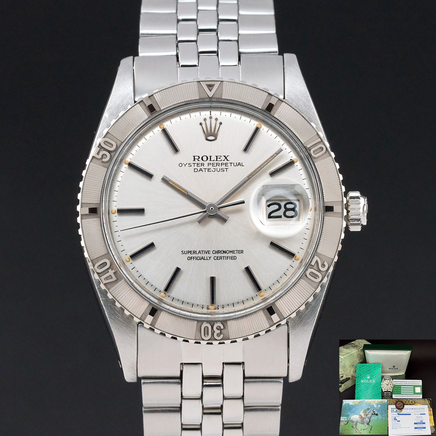 Rolex Datejust Turn-O-Graph 1625 (1970) - Zilver wijzerplaat 36mm Staal (1/8)
