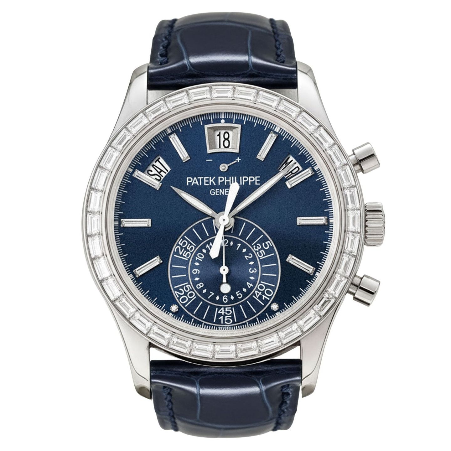 Patek Philippe Annual Calendar Chronograph 5961P-001 (2015) - Blauw wijzerplaat 41mm Platina (1/4)