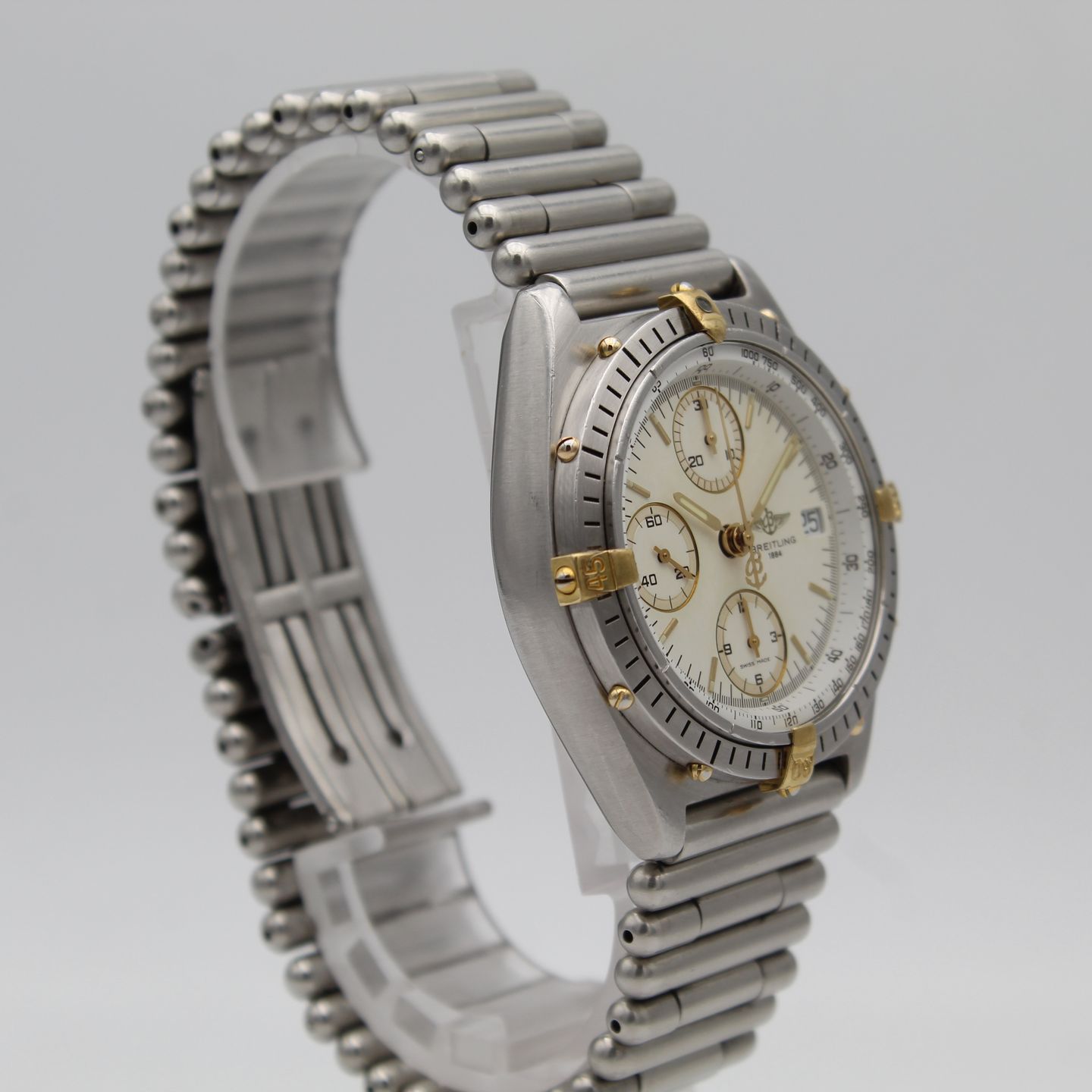 Breitling Chronomat 81950 (1990) - White dial 39 mm Gold/Steel case (2/8)