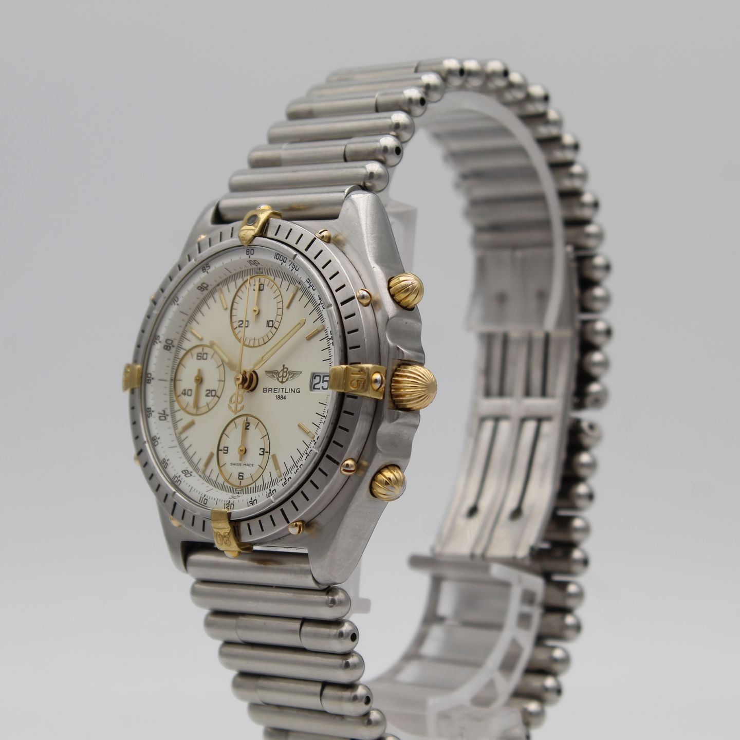 Breitling Chronomat 81950 (1990) - White dial 39 mm Gold/Steel case (3/8)