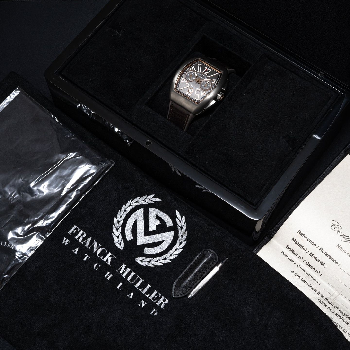 Franck Muller Vanguard V 45 SC DT BR (NR) TT DGR BLK (Unknown (random serial)) - Black dial Titanium case (7/7)