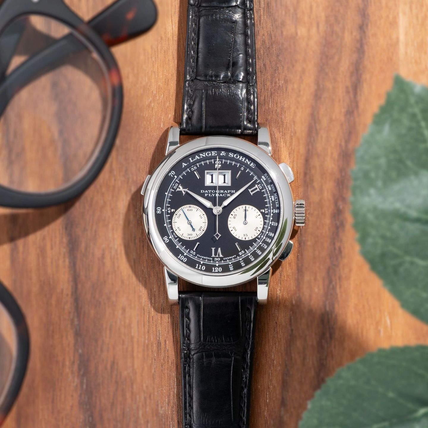 A. Lange & Söhne Datograph 403.035 (2000) - Black dial 39 mm Platinum case (7/8)