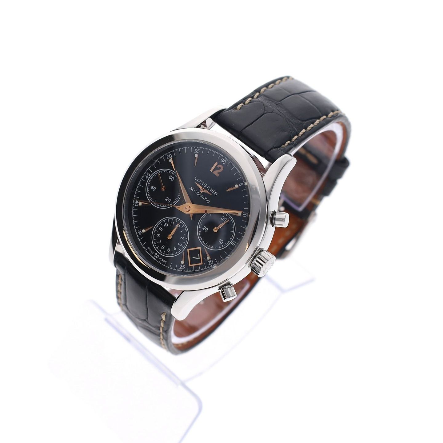 Longines Column-Wheel Chronograph L2.742.4.56.0 (2014) - Black dial 39 mm Steel case (2/8)