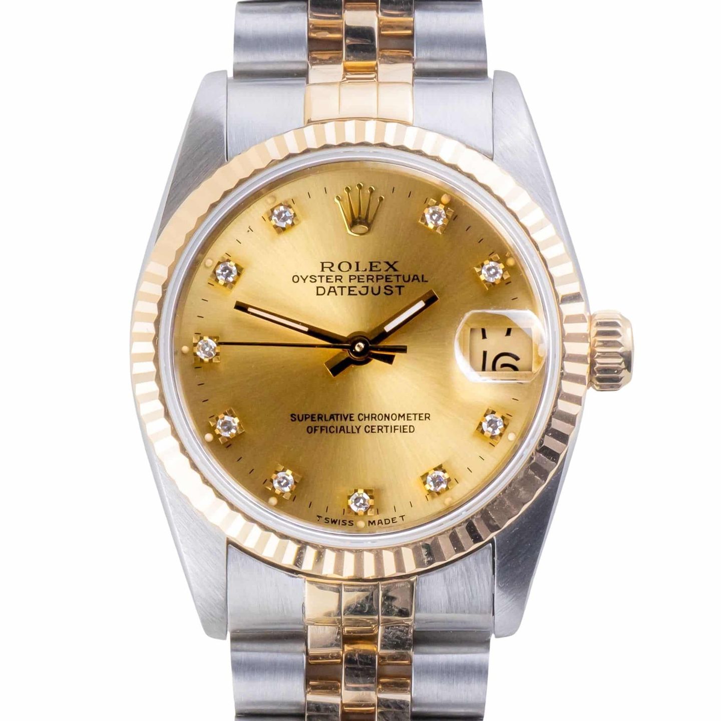 Rolex Datejust 31 68273 (1991) - Champagne dial 31 mm Gold/Steel case (3/8)