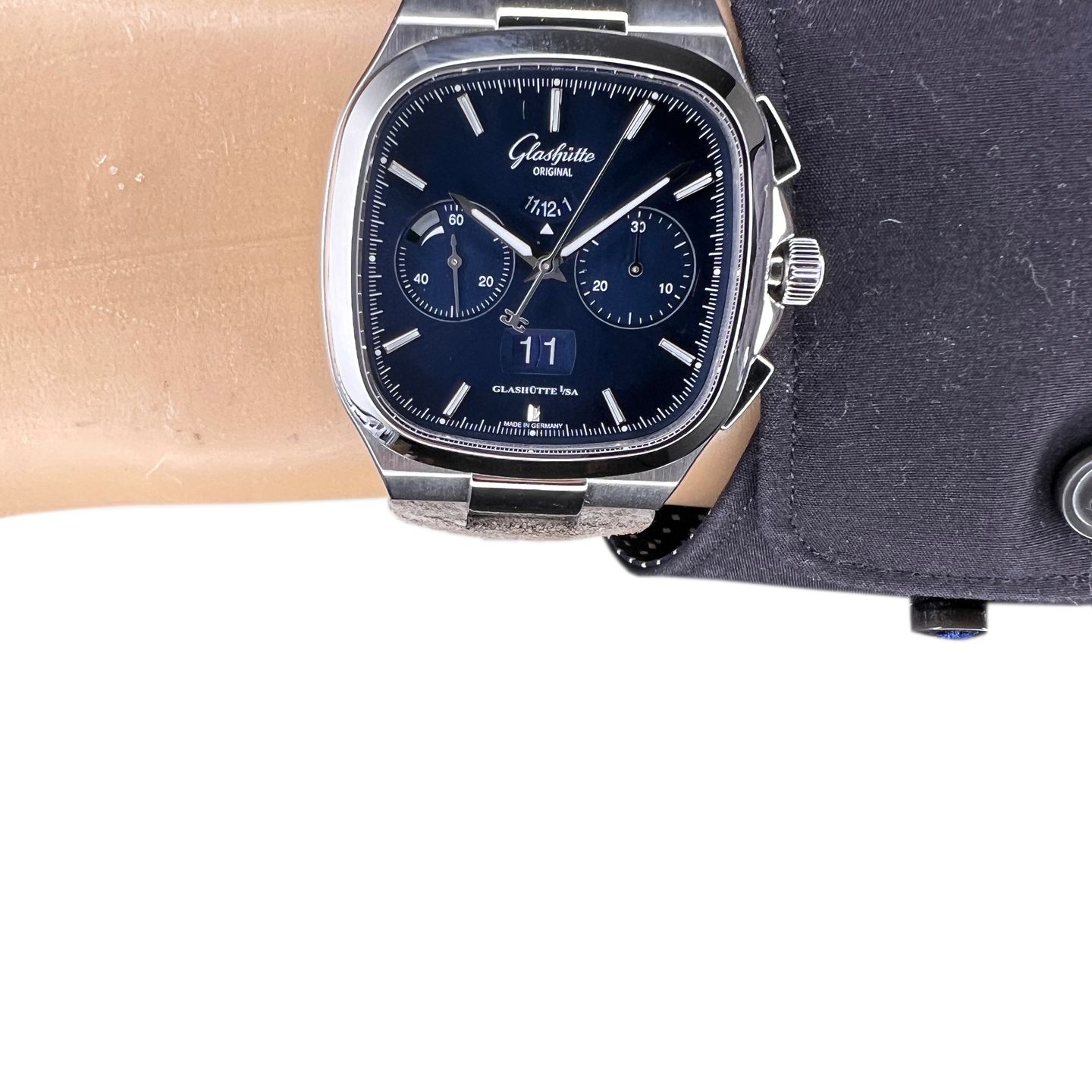 Glashütte Original Seventies Chronograph Panorama Date 1-37-02-08-02-62 (2024) - Blue dial 40 mm Steel case (6/8)